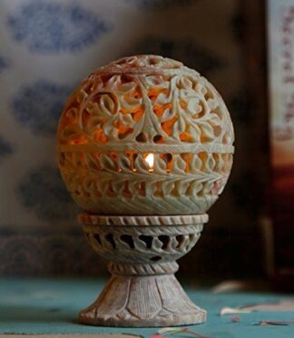 Hand-Carved Marble Jali Candle Holder / Lamp
