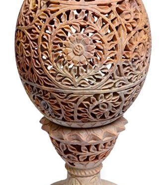 Hand-Carved Marble Jali Egg Lamp